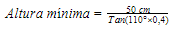 Fórmula para o cálculo da altura mínima da barra para a aplicação adequada de produtos fitossanitários.