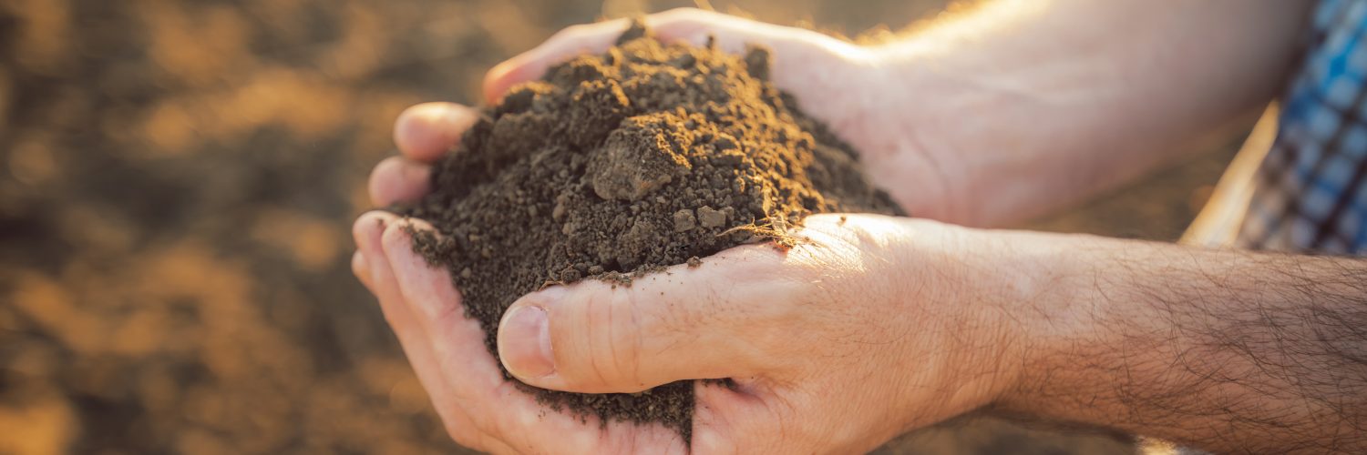 mão segurando o solo