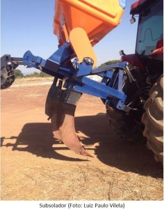 Subsolador utilizado para preparo do solo.