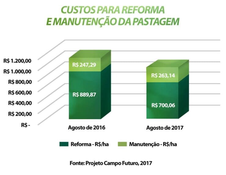 Custos para reforma e manutenção da pastagem