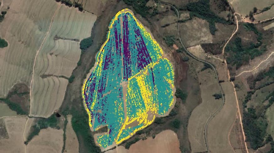 Área em propriedade rural rastreada via agricultura de precisão