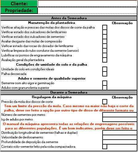 Checklist semeadura
