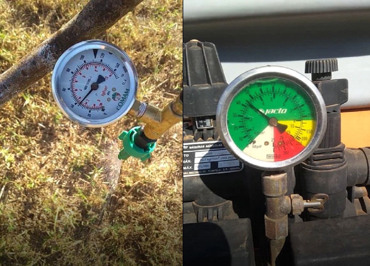 Manômetro de ponta e do pulverizador