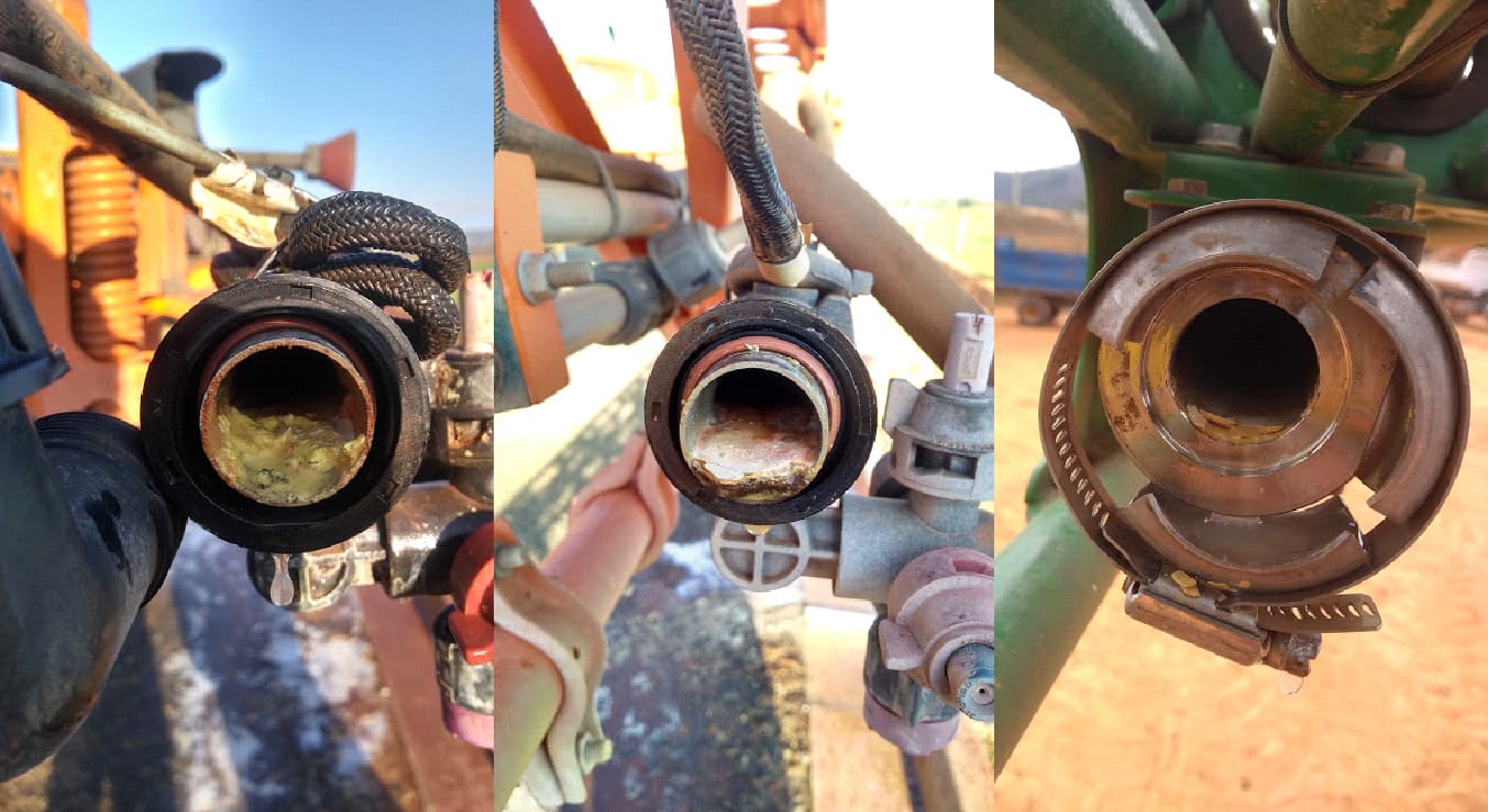 Tubulação com resíduos de defensivos agrícolas